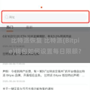 比特派恢复 比特派(Bitpie)钱包如何设置每日限额？